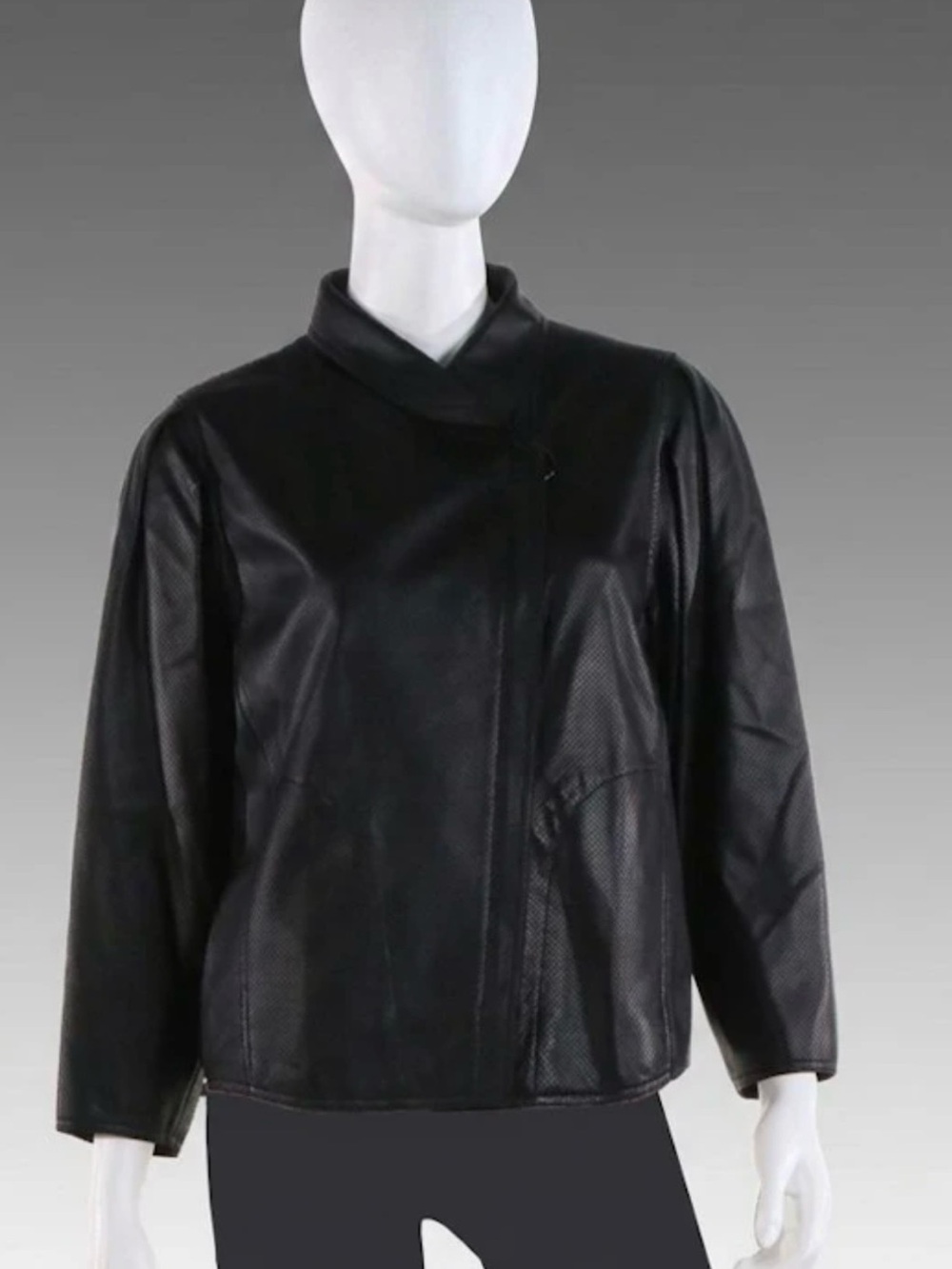 NWT Akris Punto Black Perforated Lambskin Nappa Leather Jacket - Size 8